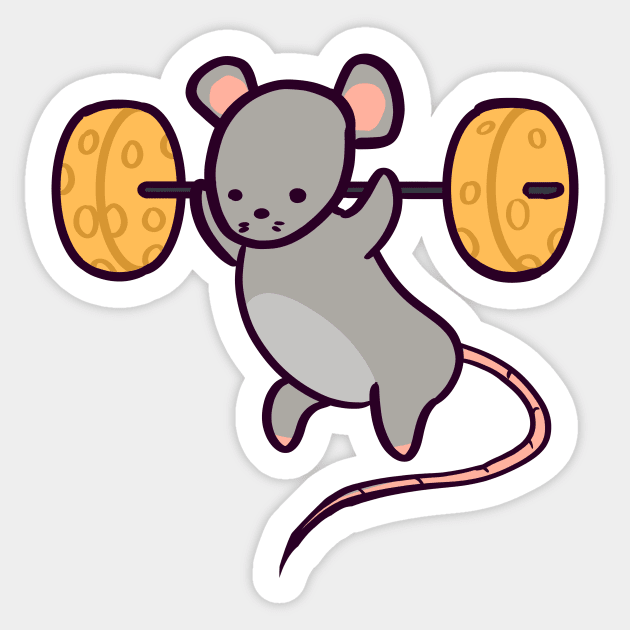 Cute Gym Rat Cheese Squat Sticker by ThumboArtBumbo